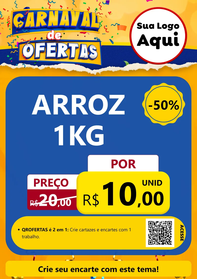 Modelo de Cartaz para Cartaz A4 Vertical com o tema Carnaval de Ofertas para Supermercado