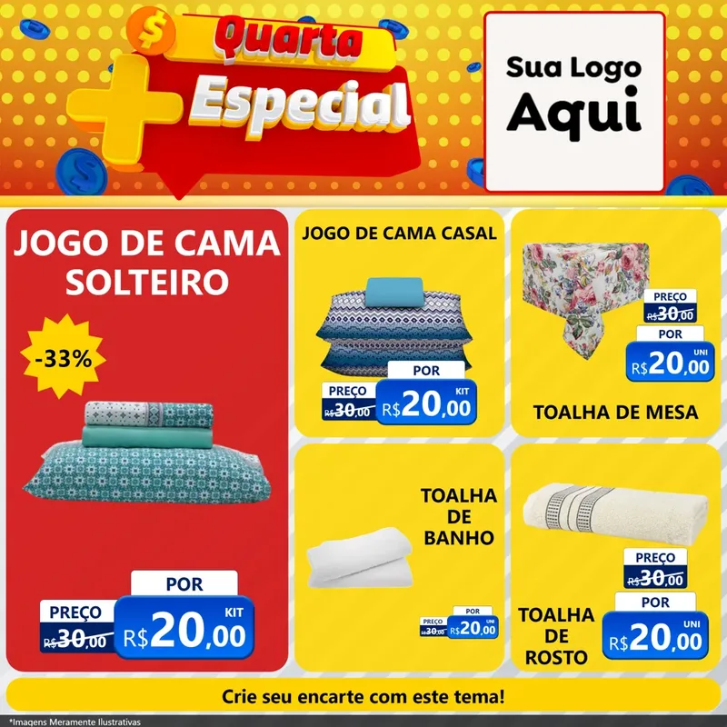 Modelo de Rede Social para Feed Facebook com o tema Quarta Mais Especial para Cama, Mesa e Banho