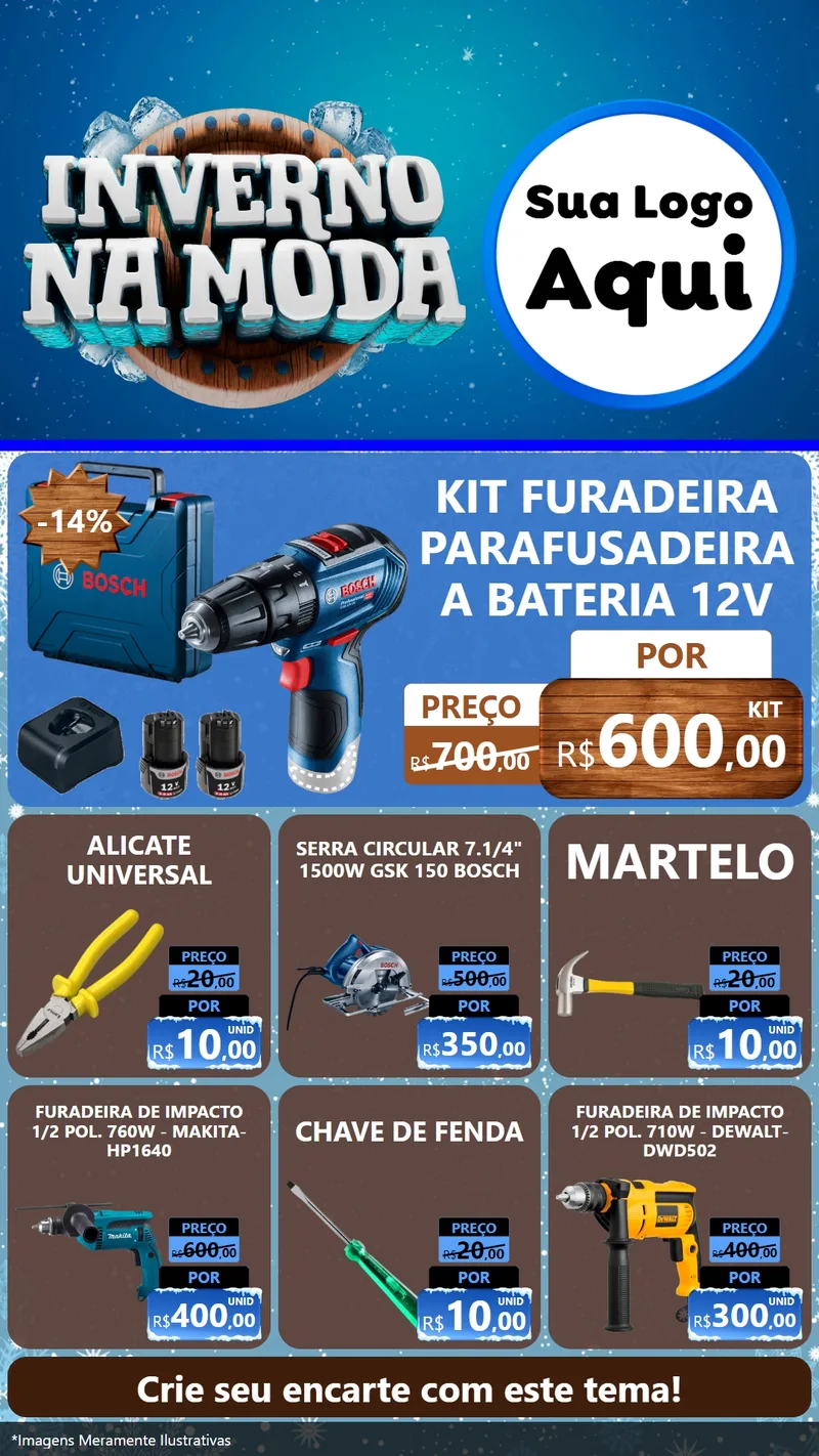 Modelo de Rede Social para Stories com o tema Inverno na Moda para Maquinas e Ferramentas