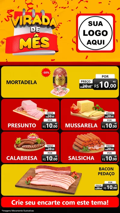 Modelo de TV para TV Vertical com o tema Virada de Mês para Frios e Laticínios