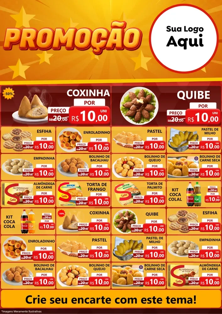 Modelo de Encarte para Encarte A4 Vertical com o tema Promoção para Salgadaria