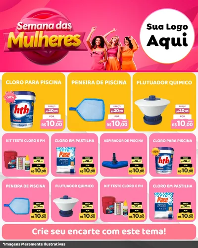 Modelo de Rede Social para Feed Instagram com o tema Semana das Mulheres para Produtos para Piscina