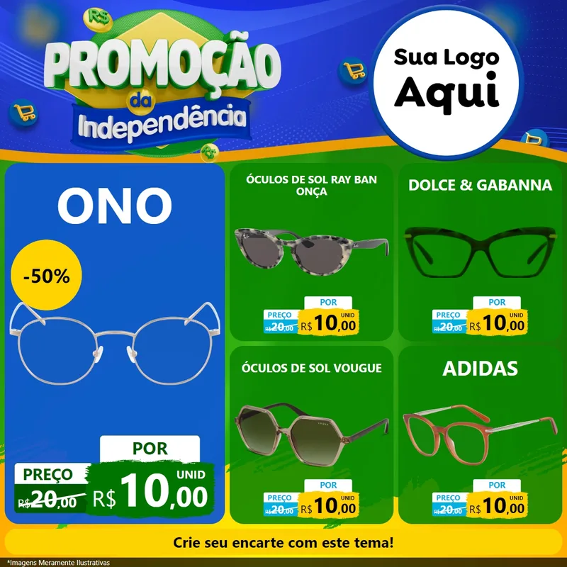 Modelo de Rede Social para Feed Facebook com o tema Promoção da Independência para Óticas