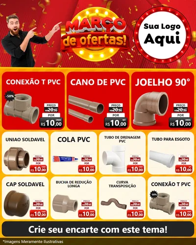 Modelo de Rede Social para Feed Instagram com o tema Março de Ofertas! para Tubos e conexões