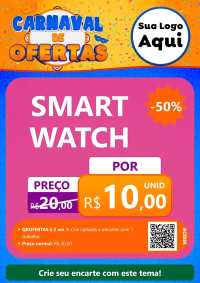 Modelo de Cartaz para Cartaz A4 Vertical com o tema Carnaval de Ofertas para Informática