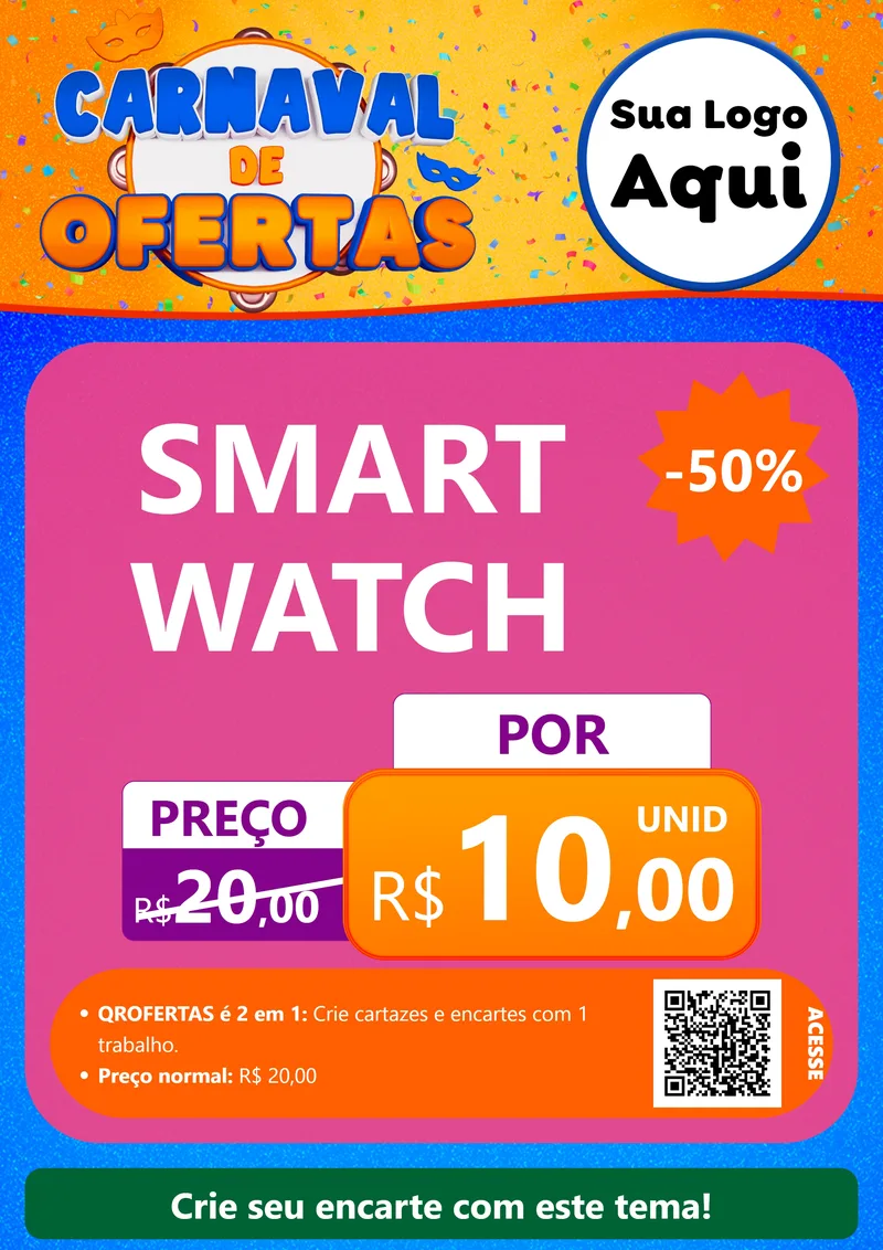 Modelo de Cartaz para Cartaz A4 Vertical com o tema Carnaval de Ofertas para Informática