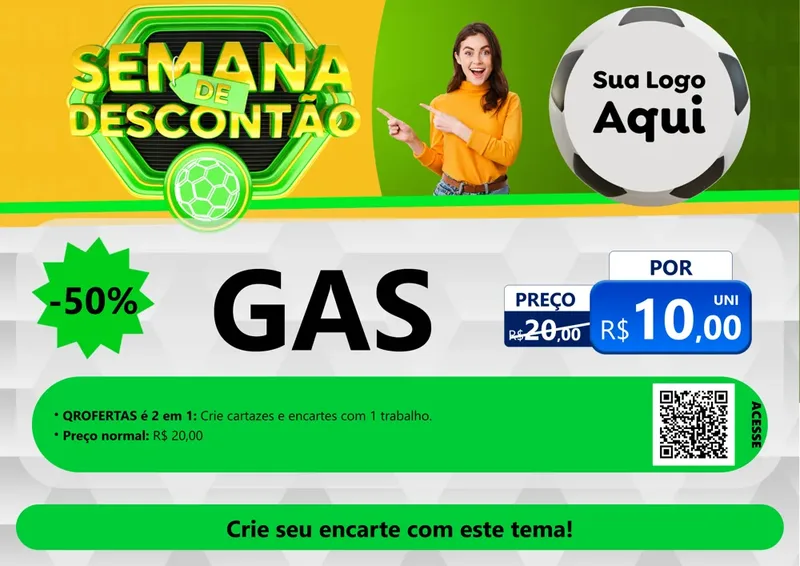 Modelo de Cartaz para Cartaz A4 Horizontal com o tema Semana de Descontão - Copa para Água e gás