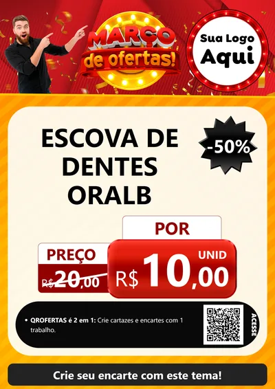 Modelo de Cartaz para Cartaz A4 Vertical com o tema Março de Ofertas! para Higiene Pessoal