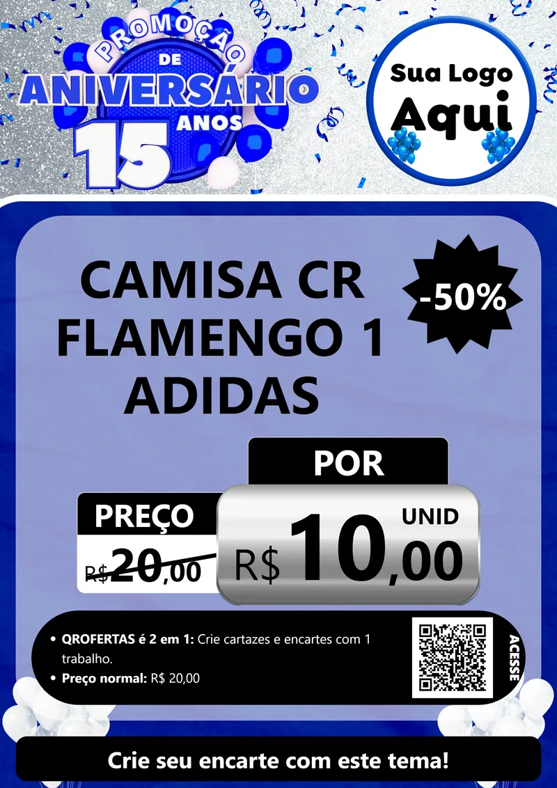 Modelo de Cartaz para Cartaz A4 Vertical com o tema Promoção de Aniversário - 15 Anos para Roupas e acessórios
