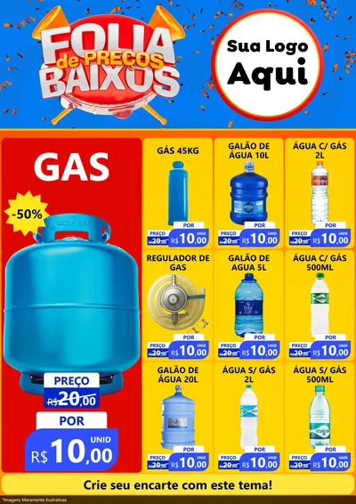 Modelo de Encarte para Encarte A4 Vertical com o tema Folia de Preços Baixos para Água e gás