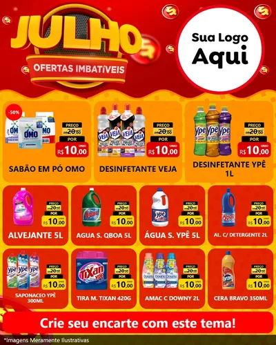 Modelo de Rede Social para Feed Instagram com o tema Julho Ofertas Imbatíveis para Produtos de Limpeza