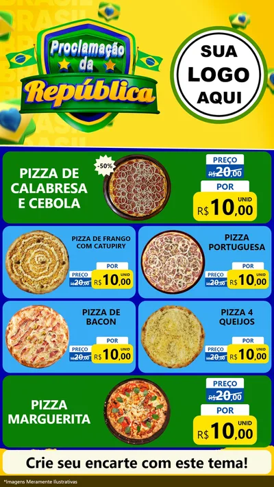 Modelo de TV para TV Vertical com o tema Proclamação da República para Pizzaria