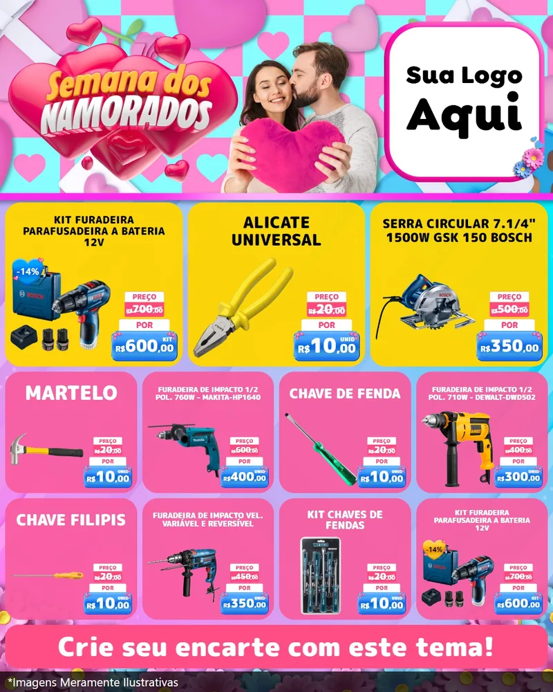 Modelo de Rede Social para Feed Instagram com o tema Semana dos Namorados para Maquinas e Ferramentas