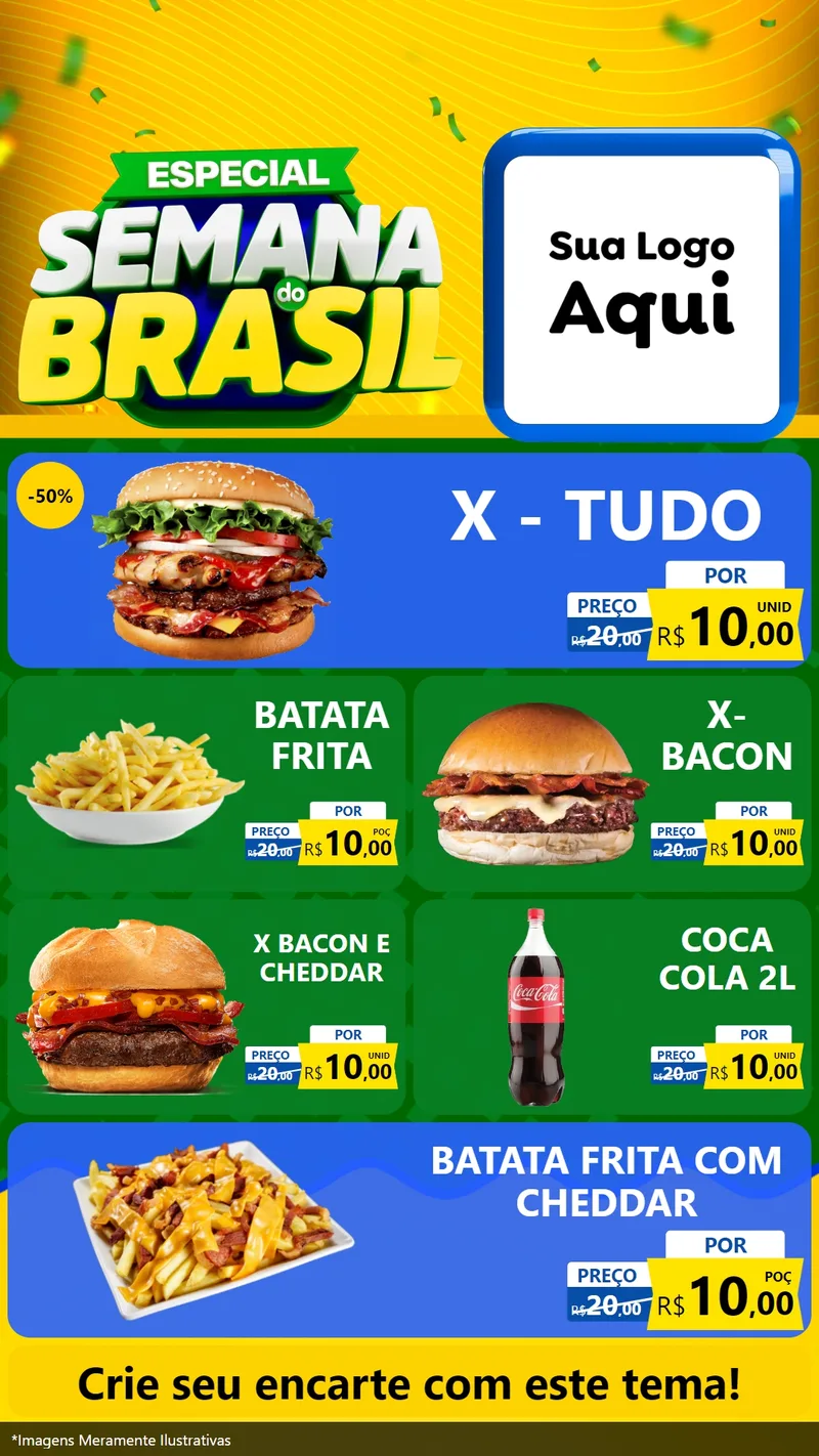 Modelo de TV para TV Vertical com o tema Especial Semana do Brasil para Hamburgueria