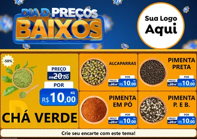 Modelo de Encarte para Encarte A4 Horizontal com o tema Dia D Preço Baixo para Produtos Naturais
