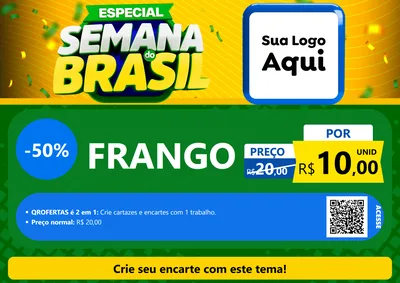 Modelo de Cartaz para Cartaz A4 Horizontal com o tema Especial Semana do Brasil para Assados