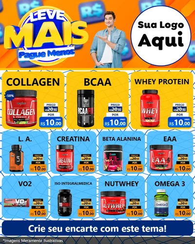 Modelo de Rede Social para Feed Instagram com o tema Leve Mais, Pague Menos para Suplementos alimentares
