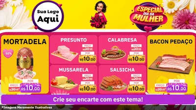 Modelo de TV para TV Horizontal com o tema Especial Dia da Mulher para Frios e Laticínios