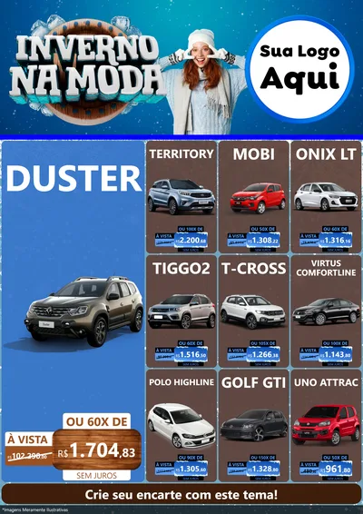 Modelo de Encarte para Encarte A4 Vertical com o tema Inverno na Moda para Concessionaria de Carros