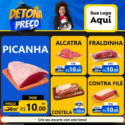 Modelo de Rede Social para Feed Facebook com o tema Detona Preços para Açougue