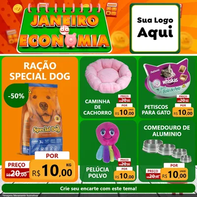 Modelo de Rede Social para Feed Facebook com o tema Janeiro da Economia para Pet Shop