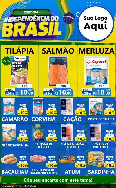 Modelo de Encarte para Encarte Grande com o tema Especial Independência do Brasil para Peixaria