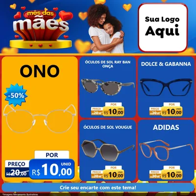 Modelo de Rede Social para Feed Facebook com o tema Mês das Mães para Óticas