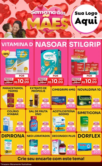 Modelo de Encarte para Encarte Grande com o tema Semana Das Mães para Farmácia
