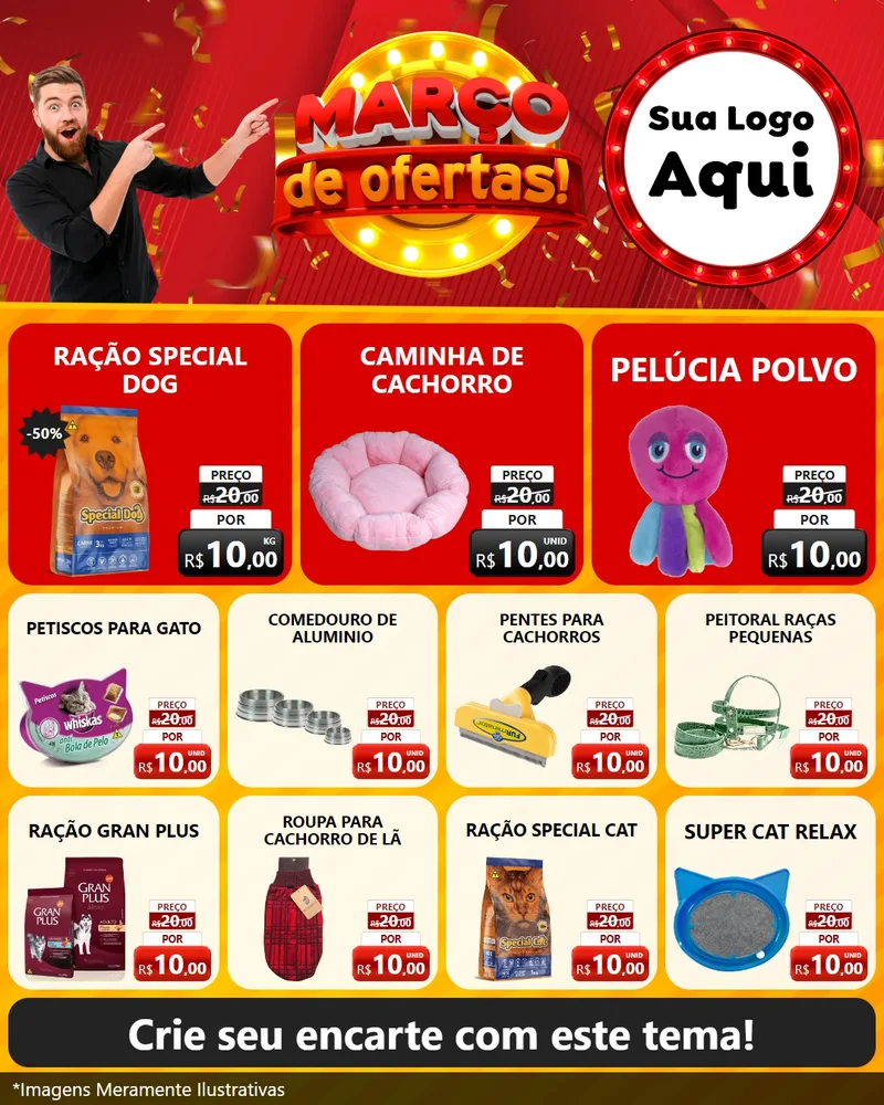 Modelo de Rede Social para Feed Instagram com o tema Março de Ofertas! para Pet Shop