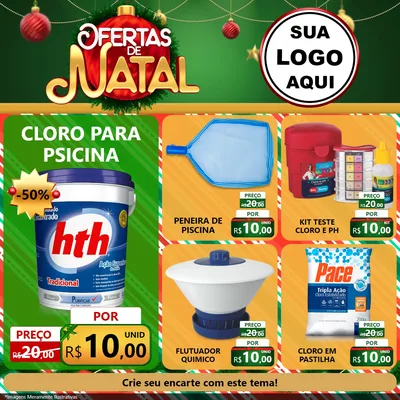 Modelo de Rede Social para Feed Facebook com o tema Ofertas de Natal para Produtos para Piscina