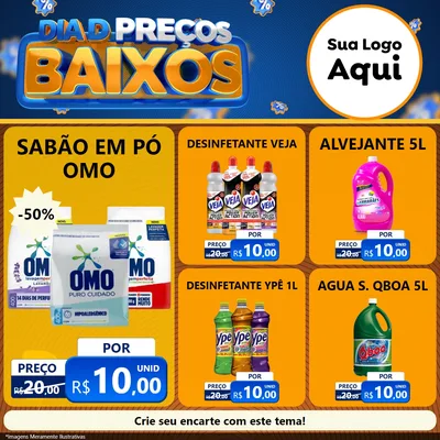 Modelo de Rede Social para Feed Facebook com o tema Dia D Preço Baixo para Produtos de Limpeza