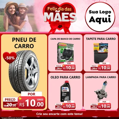 Modelo de Rede Social para Feed Facebook com o tema Feliz Dia Das Mães para Auto peças