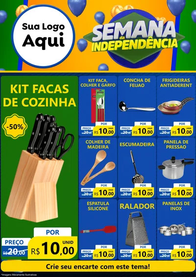 Modelo de Encarte para Encarte A4 Vertical com o tema Semana da Independência para Utilidades Domésticas