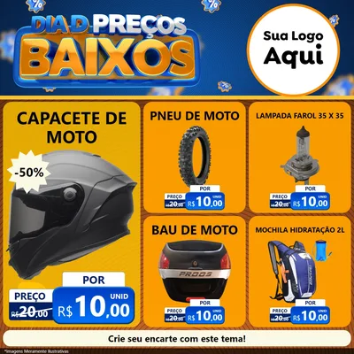 Modelo de Rede Social para Feed Facebook com o tema Dia D Preço Baixo para Moto peças