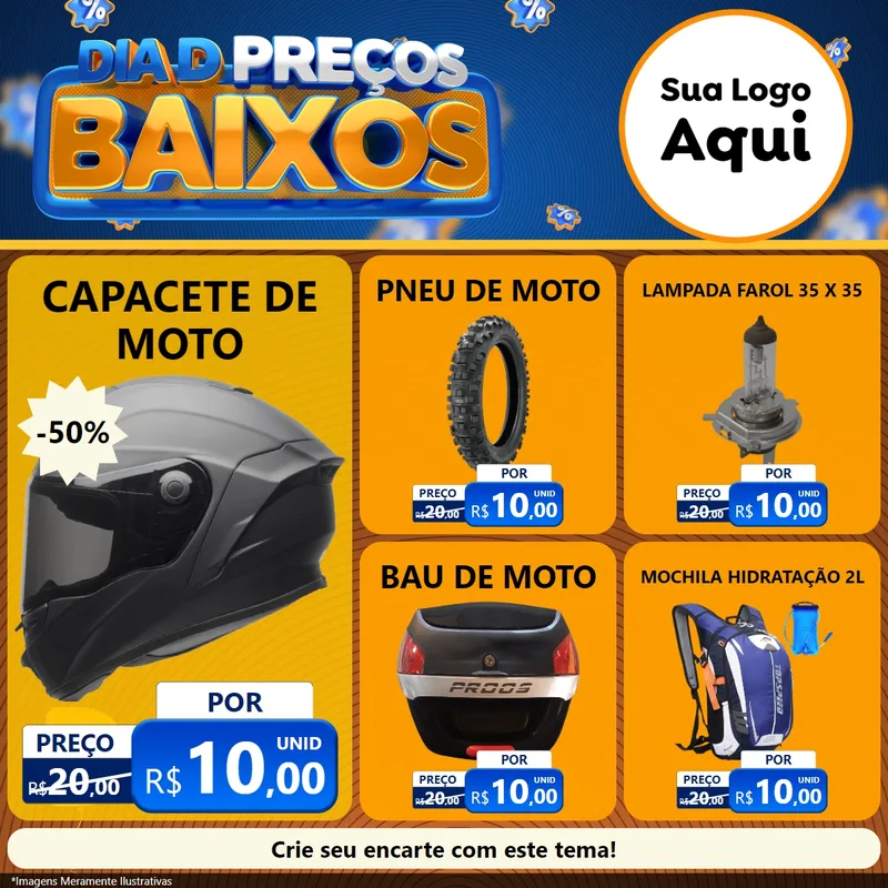 Modelo de Rede Social para Feed Facebook com o tema Dia D Preço Baixo para Moto peças