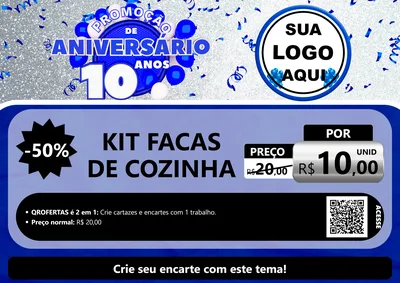 Modelo de Cartaz para Cartaz A4 Horizontal com o tema Promoção de Aniversário - 10 Anos para Utilidades Domésticas