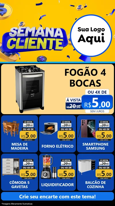 Modelo de Rede Social para Stories com o tema Semana do Cliente para Móveis e Eletro