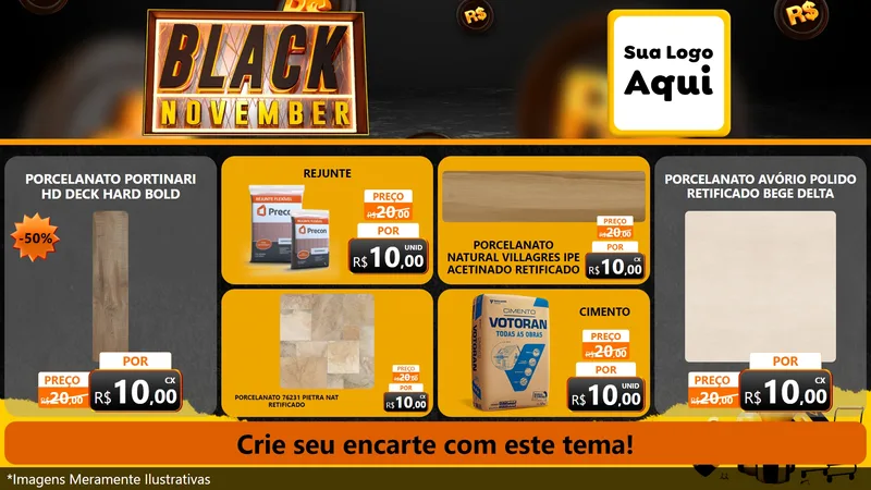 Modelo de TV para TV Horizontal com o tema Black November para Pisos e revestimentos