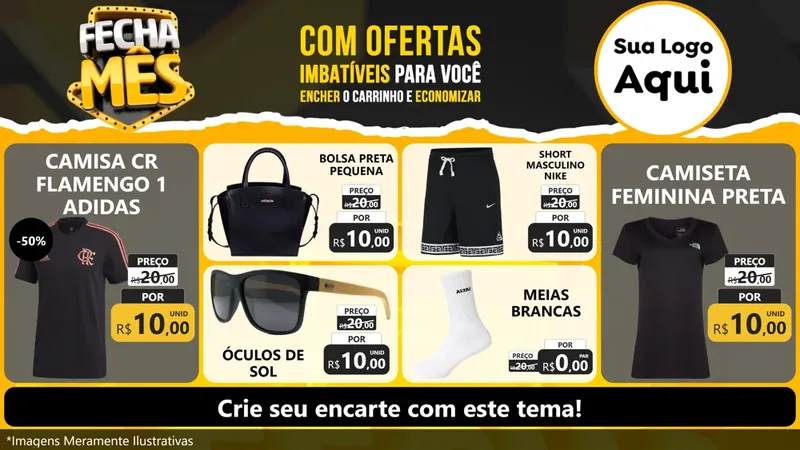 Modelo de TV para TV Horizontal com o tema Fecha Mês para Roupas e acessórios