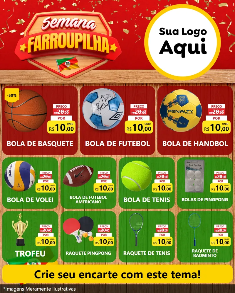 Modelo de Rede Social para Feed Instagram com o tema Semana Farroupilha para Artigos Esportivos