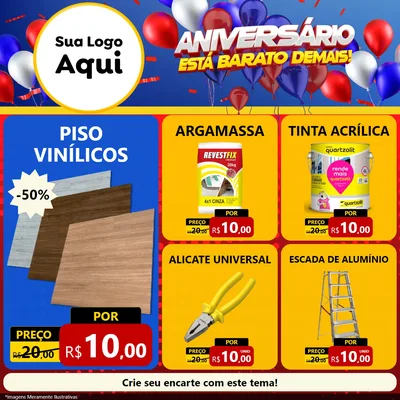 Modelo de Rede Social para Feed Facebook com o tema Aniversário para Material para Construção