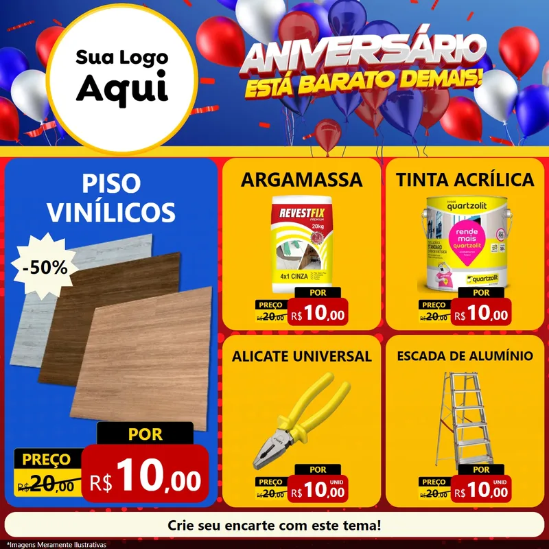 Modelo de Rede Social para Feed Facebook com o tema Aniversário para Material para Construção