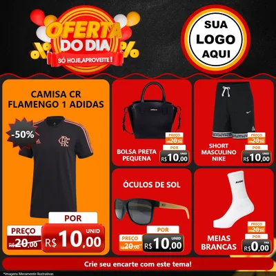 Modelo de Rede Social para Feed Facebook com o tema Oferta do Dia - Só hoje, Aproveite! para Roupas e acessórios