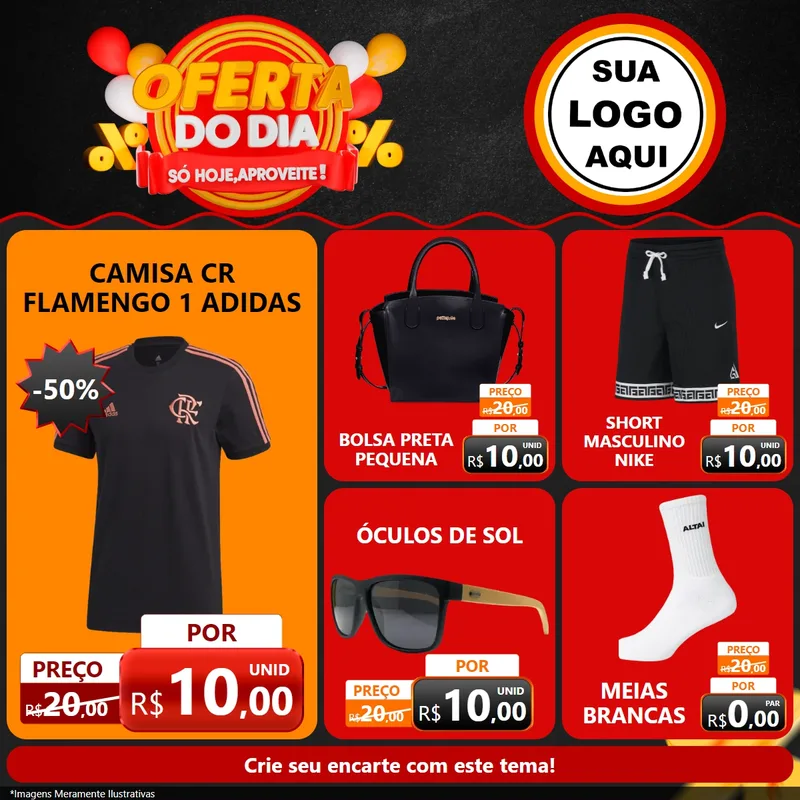 Modelo de Rede Social para Feed Facebook com o tema Oferta do Dia - Só hoje, Aproveite! para Roupas e acessórios