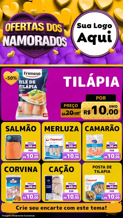 Modelo de Rede Social para Stories com o tema Oferta Dos Namorados para Peixaria