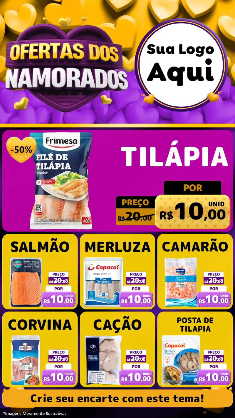Modelo de Rede Social para Stories com o tema Oferta Dos Namorados para Peixaria