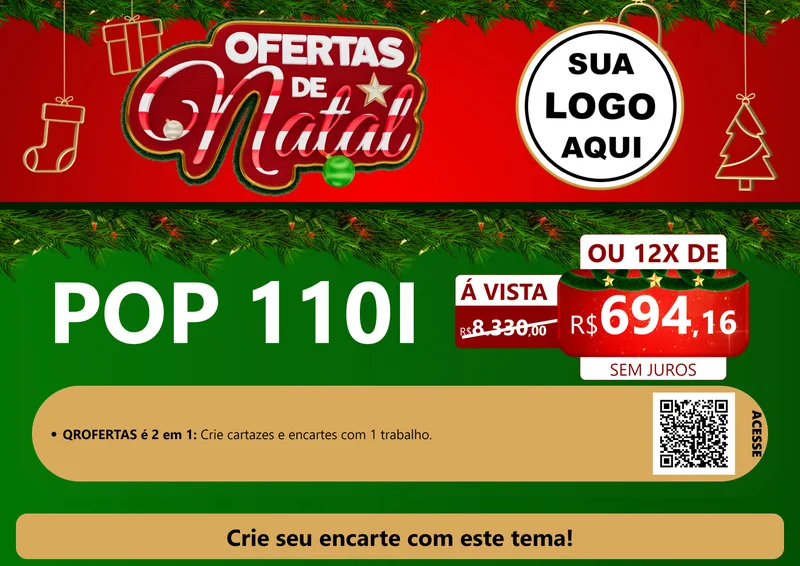 Modelo de Cartaz para Cartaz A4 Horizontal com o tema Ofertas de Natal para Concessionaria de Motos