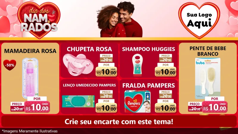 Modelo de TV para TV Horizontal com o tema Dia dos Namorados para Bebês