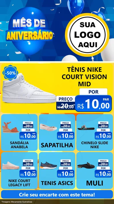 Modelo de Rede Social para Stories com o tema Mês de Aniversário para Calçados