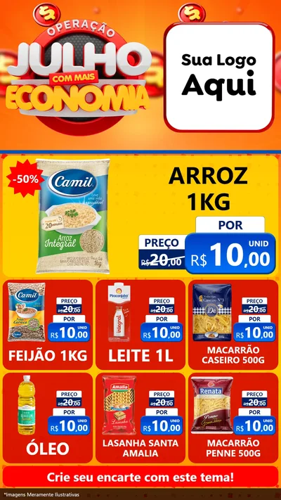 Modelo de Rede Social para Stories com o tema Operação Julho Com Mais Economia para Supermercado